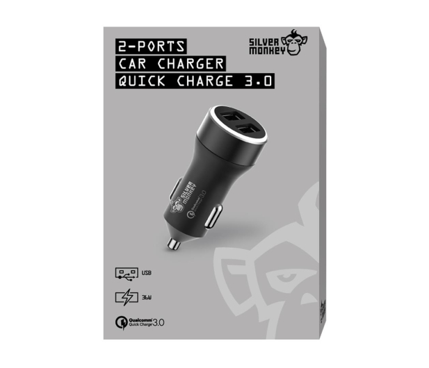 Silver Monkey Ładowarka samochodowa 2x USB, 3A, QC 3.0 - 487141 - zdjęcie 4